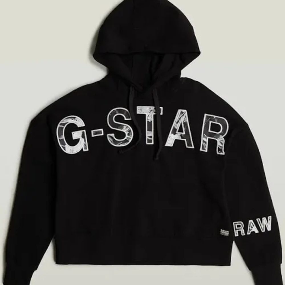 G-Star Black Hoodie with White Lettering